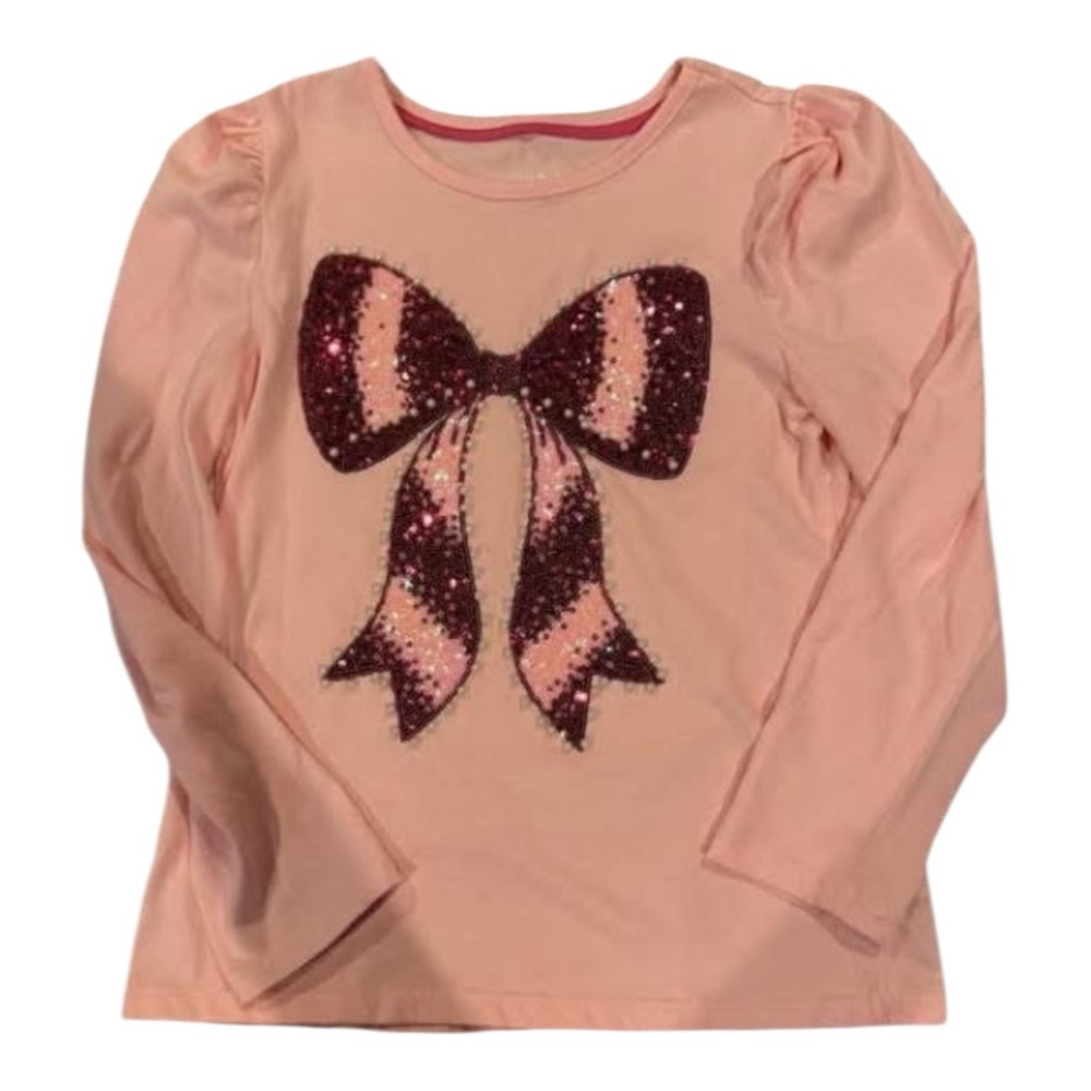 Isaac Mizrahi Peach Long Sleeve Shirt with Sequin Bow